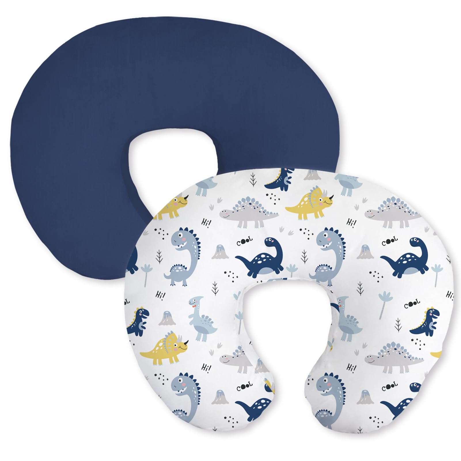 Little Grape Land Nursing Pillow Covers 2 Pack, Soft &amp; Breathable Removable Breastfeeding Pillows Covers for Feeding Pillows, Nursing Pillow Slipcover for Baby Girls Boys, (Dinosaur)