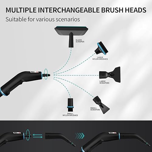 Miniatura 4 de Heapsion Limpiador a vapor, vaporizador para limpieza con calentamiento de 15 segundos, 6 niveles ajustables, tanque grande de 1.32 cuartos de