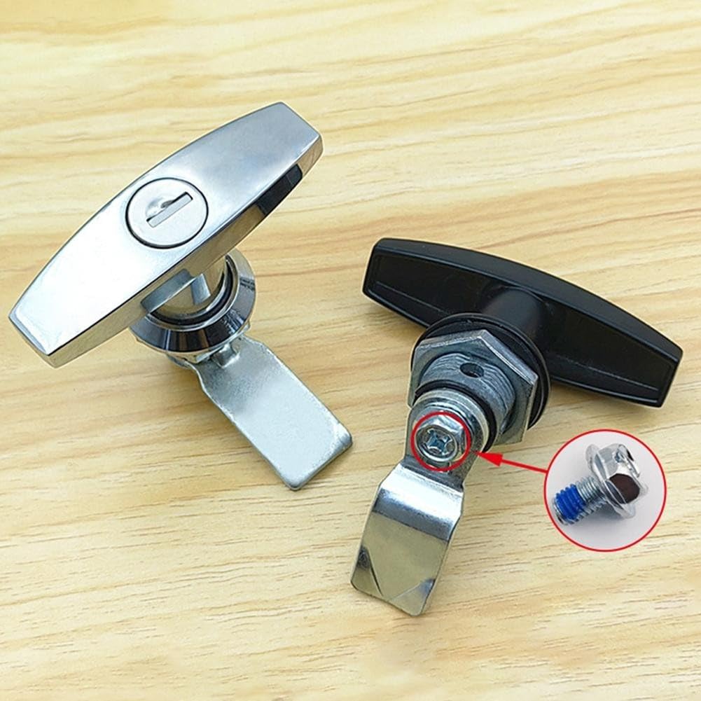 Eawfgtuw Serratura resistente con maniglia a T con chiave per purificatore d'aria, armadietti, cassette degli attrezzi, porte da garage, stoccaggio industriale, struttura in lega di zinco, resistente