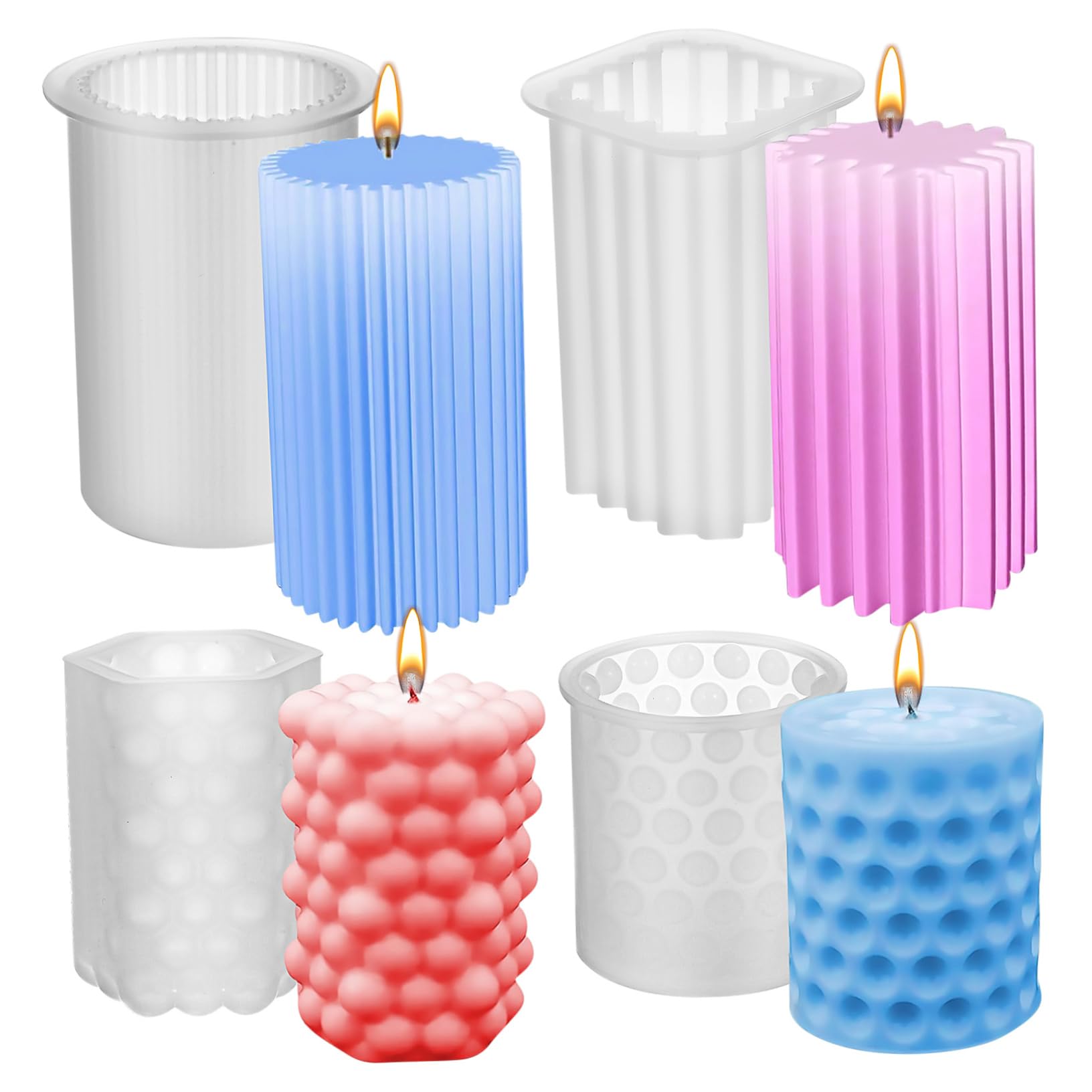 Moule à bougie cylindrique DOITOOL en silicone pour loisirs créatifs DIY, lot de 4 pièces