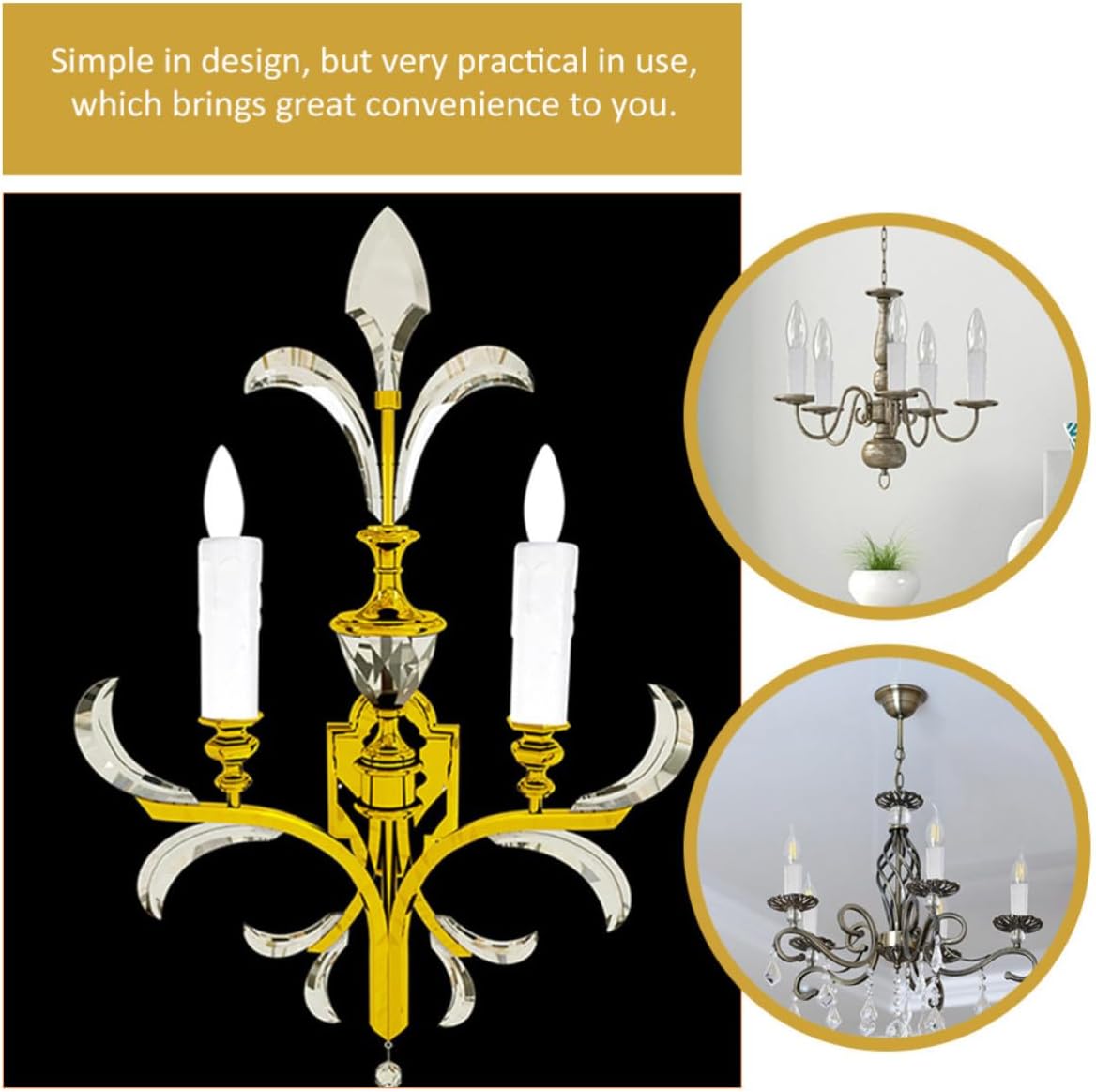 4pcs E14 Base Chandelier Flanging Sleeve White Iron Candle Light Cover | Crystal Lamp Use, Family Candle Lamp Fit, Easy to Use Accessory for Secure Mounting and Clean Finish