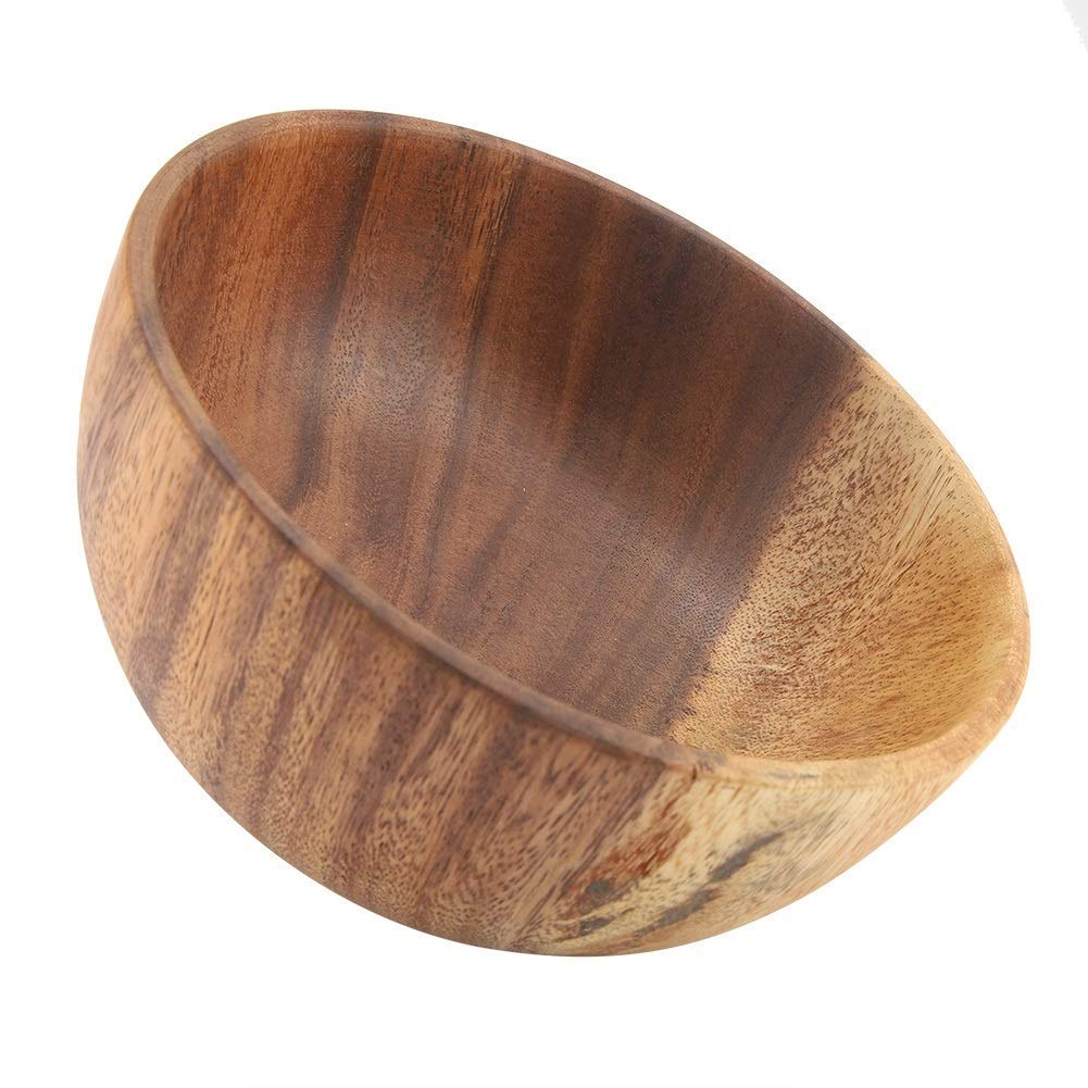 Set Di 3 Insalatiere In Legno Di Acacia Massiccio, Fatte A Mano, Una Grande Ovale 30,5x20,3 Cm E Due Medie 24,1x15,2 Cm