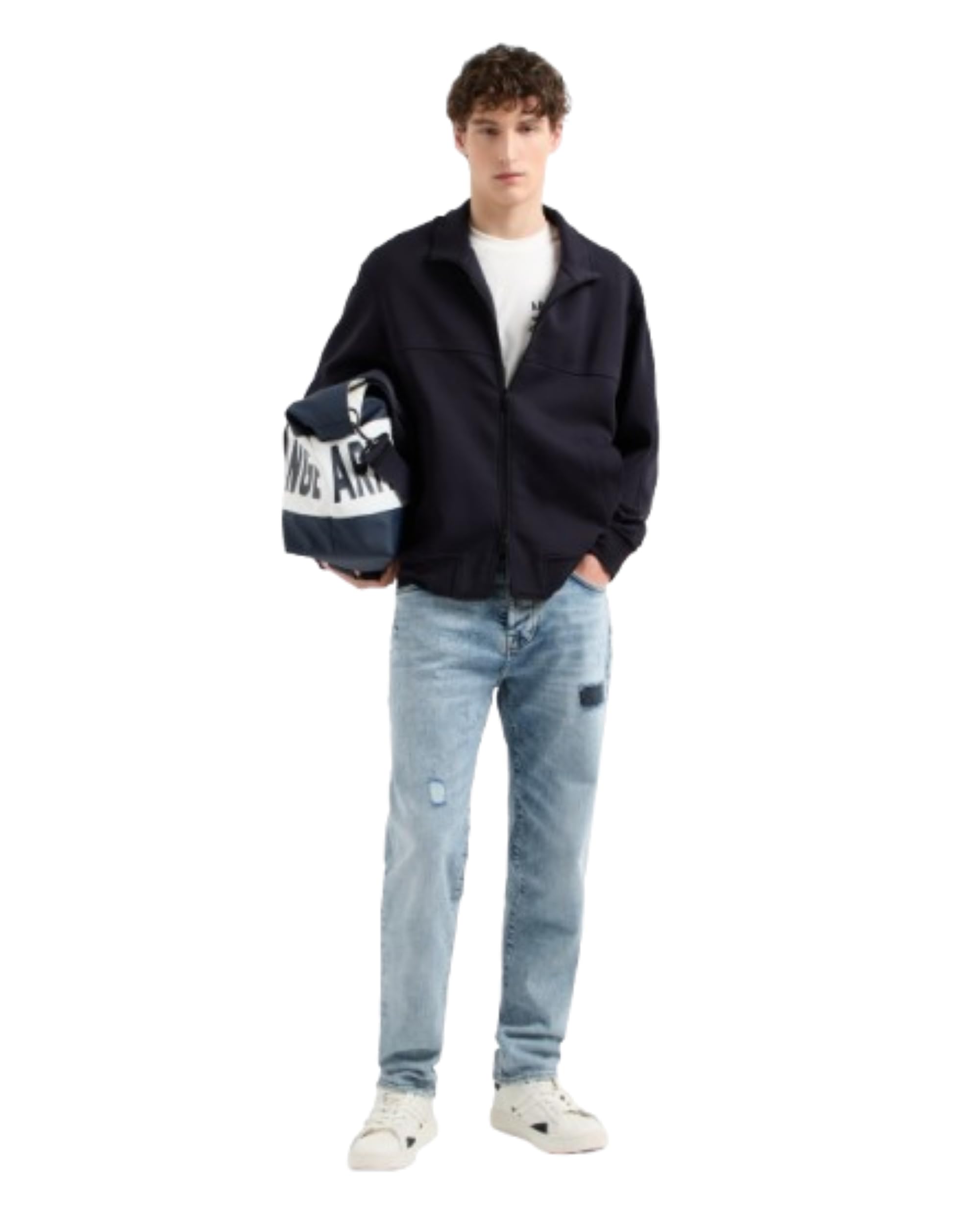 Armani Exchange Camiseta para Hombre Armani AX Diamond Logo tee, Blanco Crudo, L