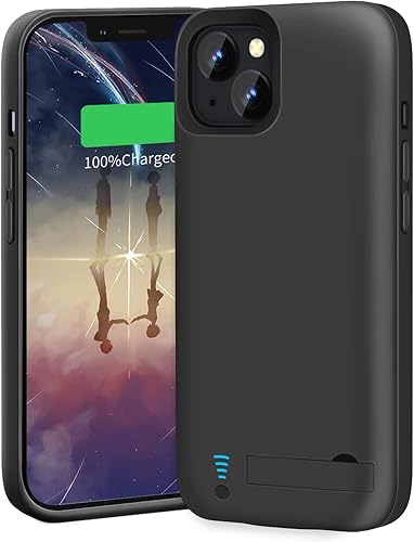 Funda de batería para iPhone 14 Plus, 6000mAh recargable cargador de batería extendida, añade 100% jugo extra (6.7 pulgadas), color negro