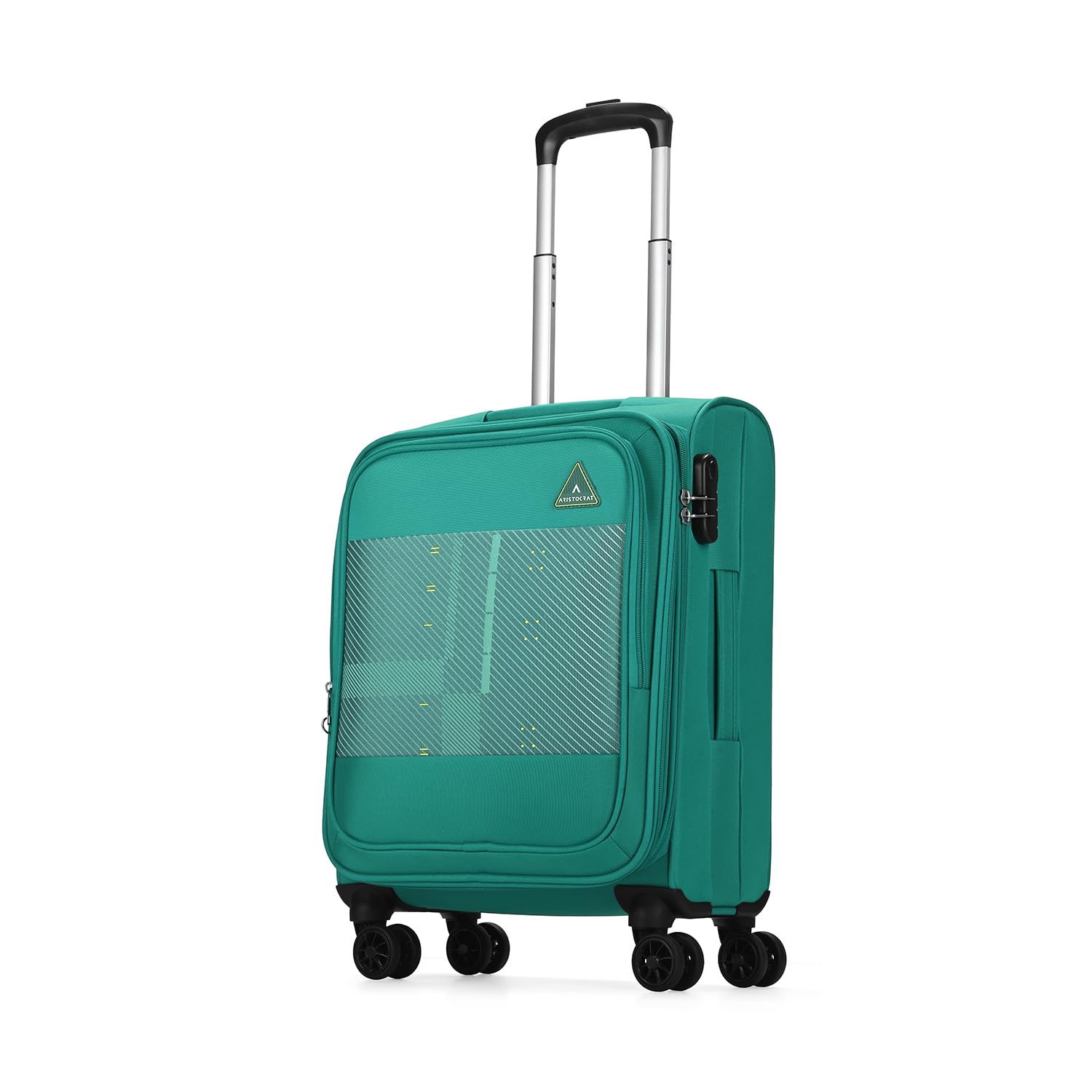 Aristocrat Duralite Cabin Polyester Soft Spinner Trolley Bag, 55Cm|Combination Lock|8 Wheels|3 Years International Warranty|Teal Blue