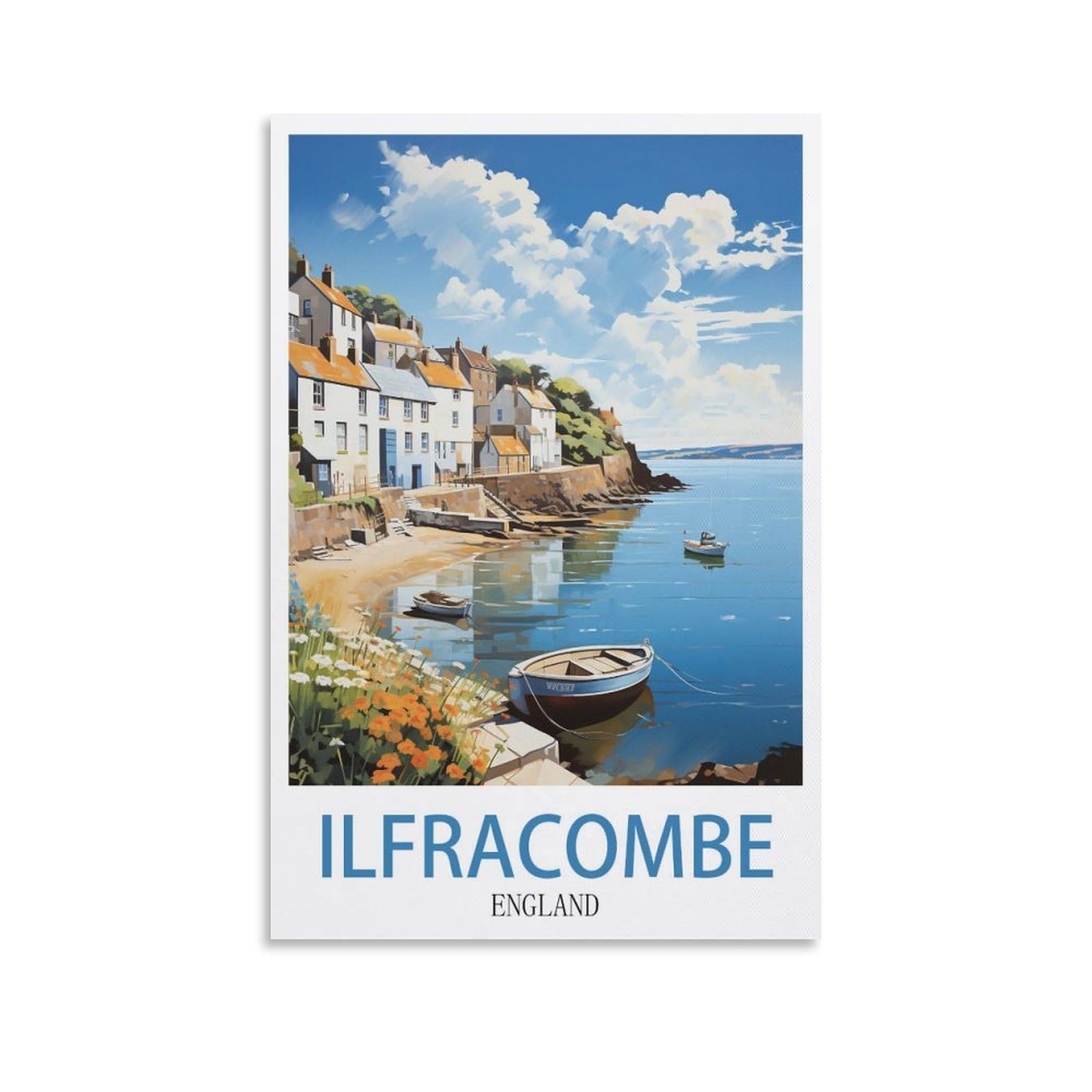 EZMLFA DIY 5D Diamond Art Painting Kits,Ilfracombe City Colourful Rhinestone Diamond Arts Kits for Beginners, Perfect Home Wall Decor Gifts 30x40cm