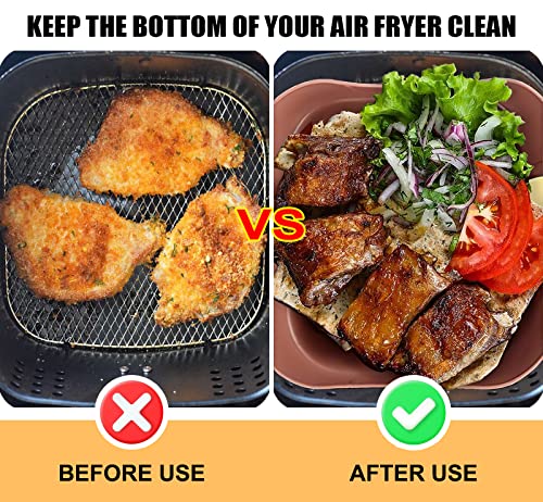 2Pcs Air Fryer Silicone Liners Pot Basket Square, Easy Cleaning Air Fryer Accessory, Replace Of Parchment Paper Liner, Food Safe Reusable Air Fryer Basket, Fits 3.6 To 6.8Qt - With Heat-Resistant Clip #TOP1