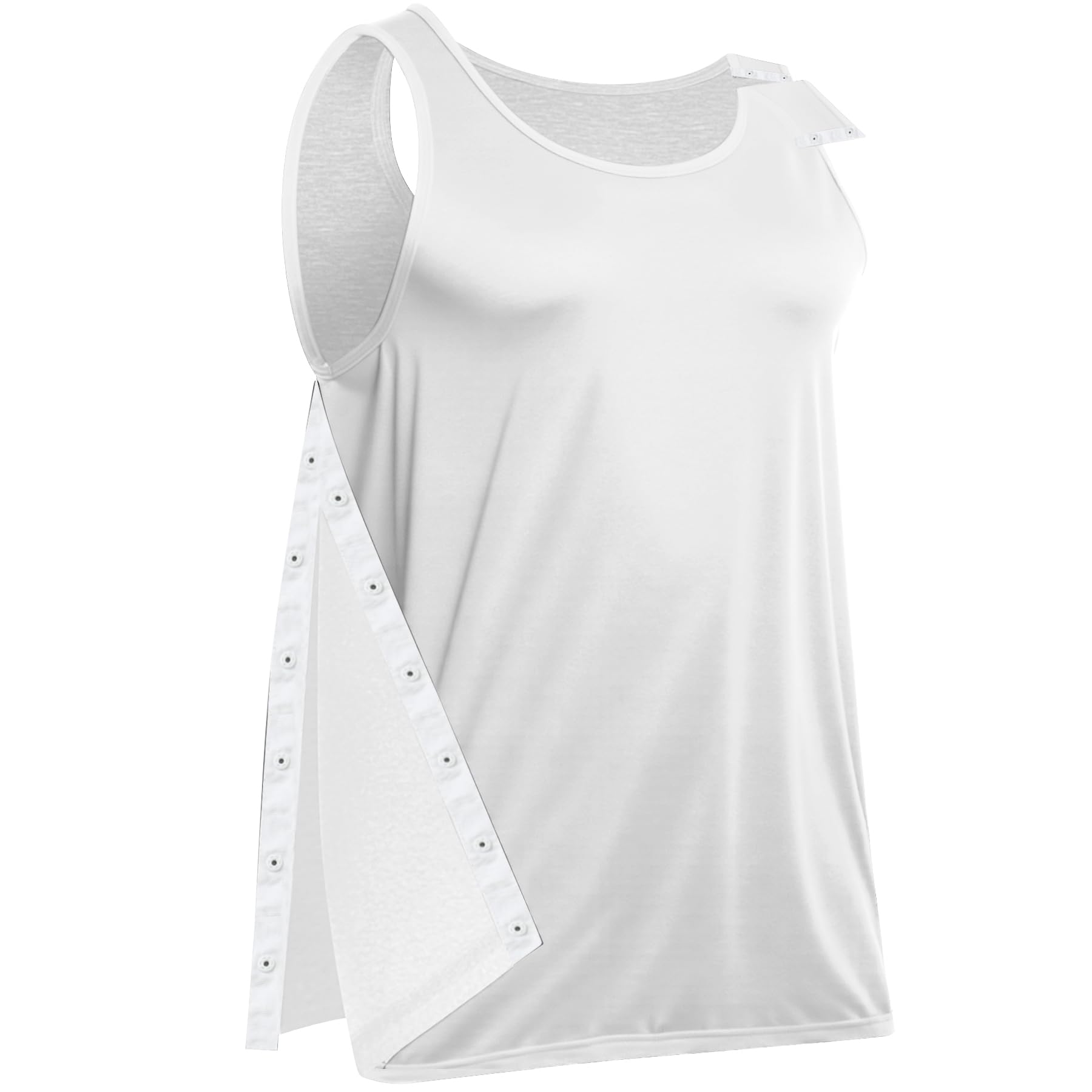 Unisex Post Shoulder Surgery Tank Tops Side Snap Access Tear Way Sleeveless Shirts Recovery Tear Away T-Shirt