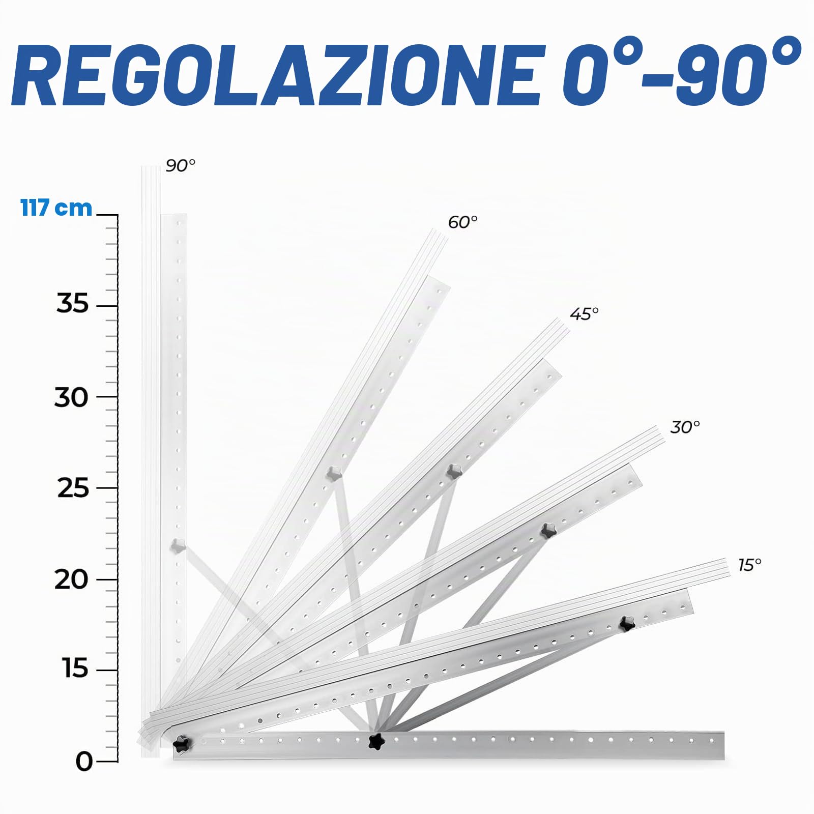 GLIESE Supporto per modulo solare, 118 cm (2 coppie), supporto per pannello solare, supporto per centrali elettriche, in lega di alluminio, modulo PV per 100 W-600 W, angolo regolabile da 0° a 90°, 0%