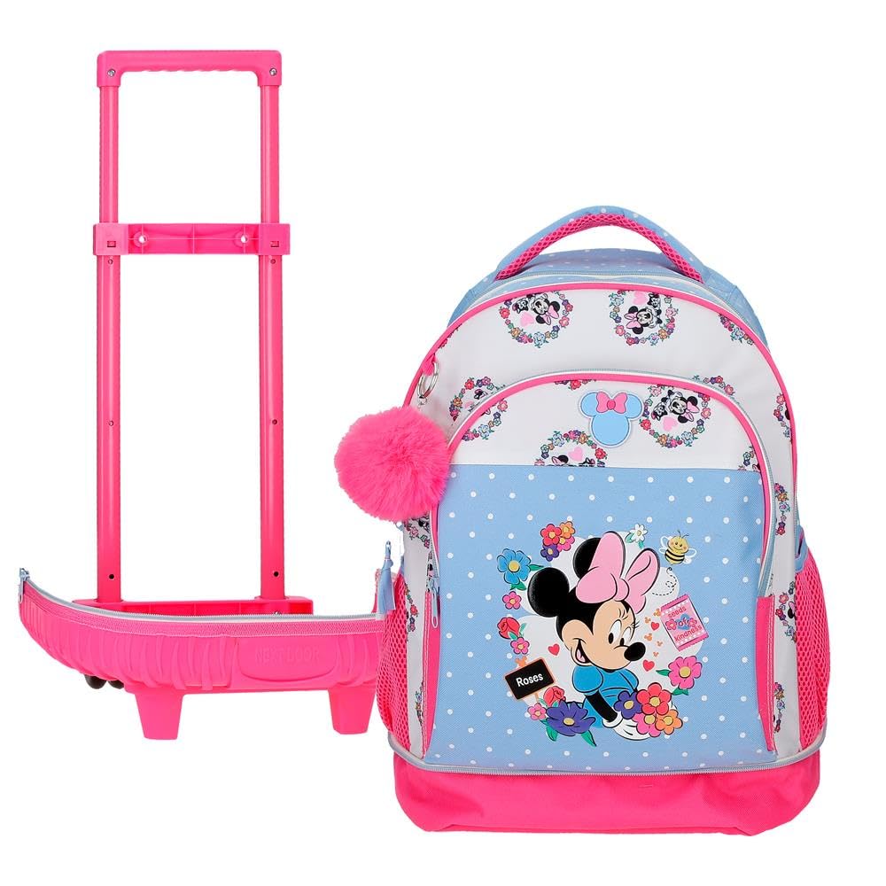 Disney Minnie Flowers Mochila, mochila escolar, compartimentada, tirados para asa, diferentes bolsillos de Joumma Bags