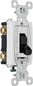 Legrand Pass & Seymour CS15AC3BKCC8 15 Amp 120/277V Commercial Specification Grade Toggle Switch, 3-Way, Side Wire, Black (1 Count)