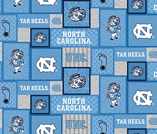 Premium UNC Tar Heels Fleece Fabric - Soft, Cozy Blanket Material with Trendy Patch Design - 58 Inches Wide, Sold by the Yard