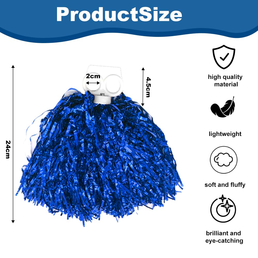 BENLIUDH Cheerleader Pom Poms 2 Stück – Metallfolie-Pompons Für Sport, Party & Tanz