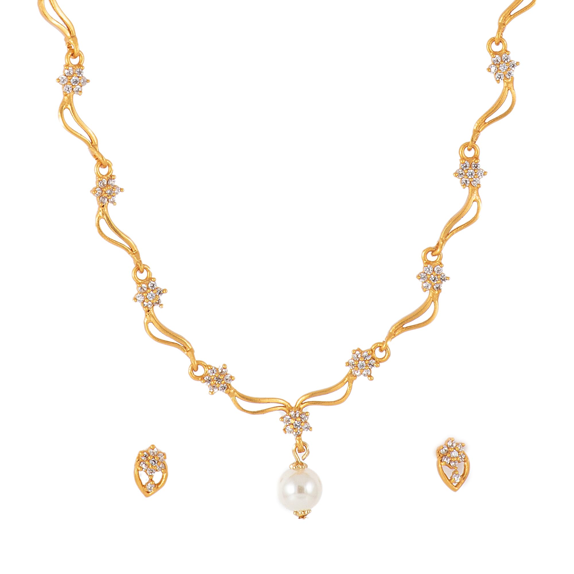 24 Kt Gold Plated Necklace Set With Austrian Crystals For Women