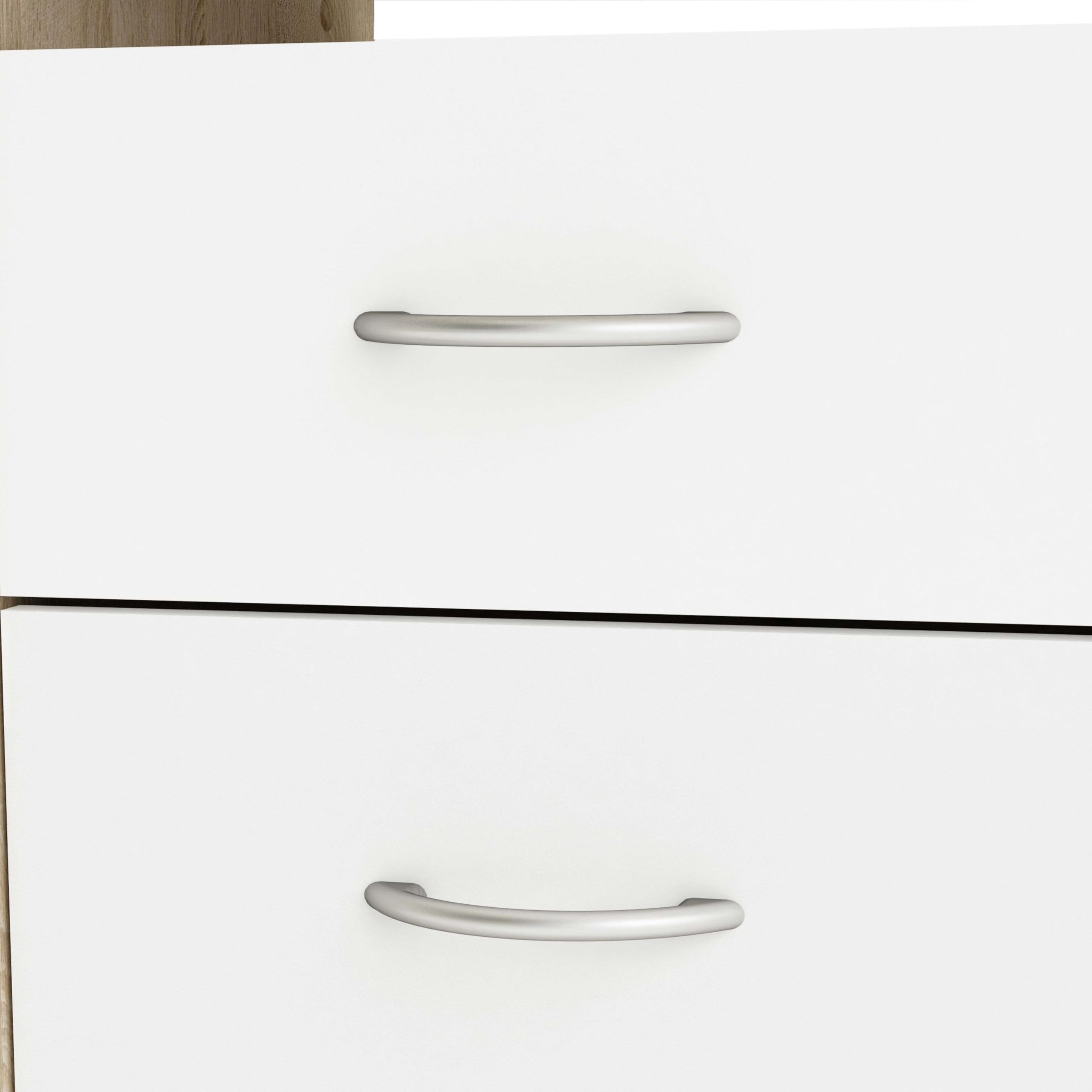 Miroytengo Mesa Escritorio Reversible 3 Cajones, Mesa Ordenador Juvenil, Roble y Blanco 123 cm