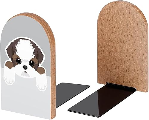 Miniatura 2 de Shih Tzu - Sujetalibros decorativos de madera para cachorros, para estantes, habitación de los niños, escritorio, oficina en casa, tapones de libros