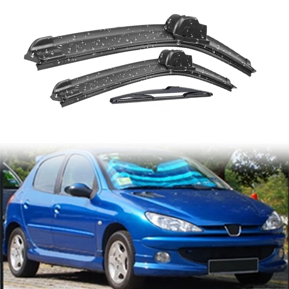 Zestaw wycieraczek przednich tylnych do Peugeot 206 Fließheck 2001-2006, gumowe wycieraczki do czyszczenia szyb 26 "16" 14
