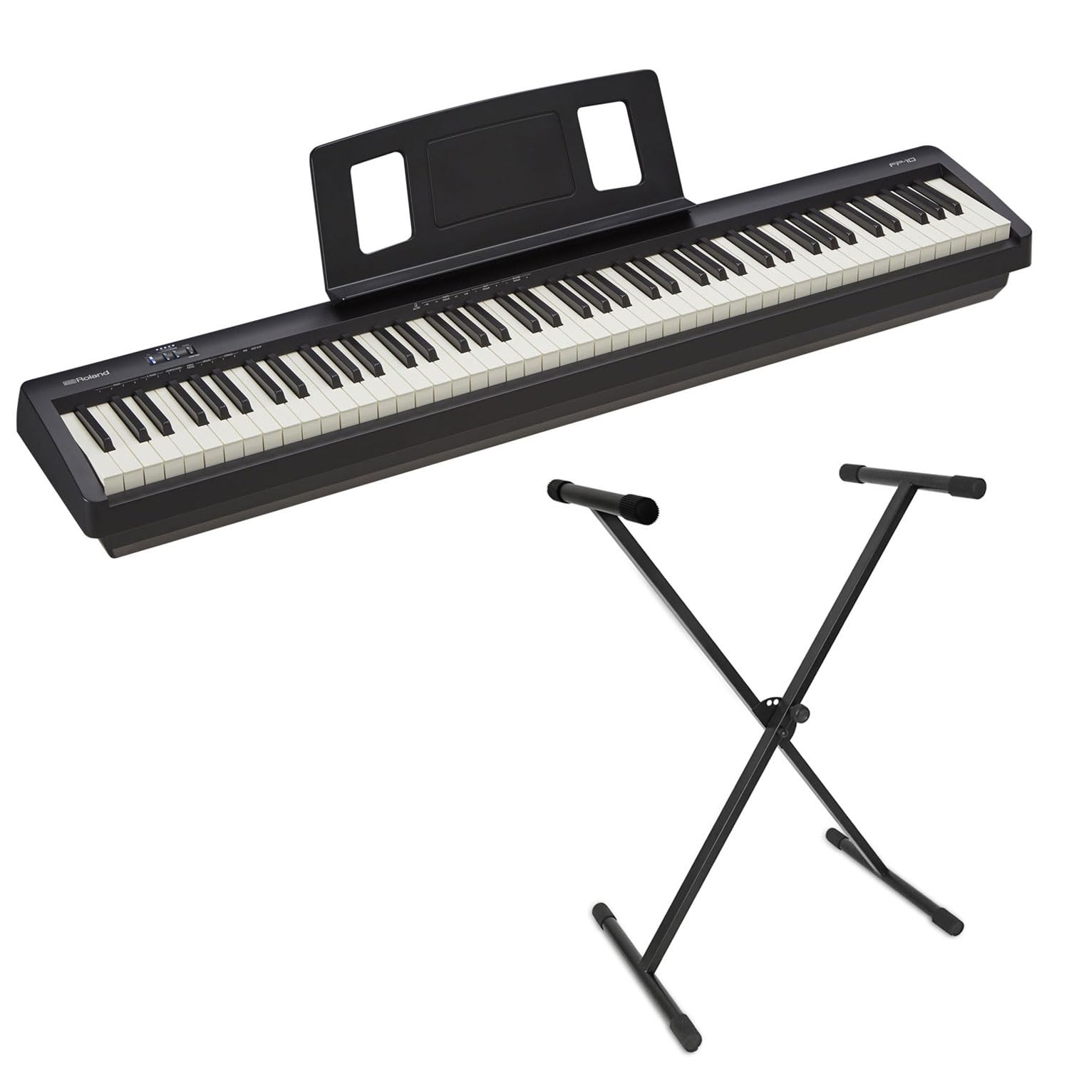 Roland FP-10 Tragbares Digital Piano Keyboard Schwarz mit keepdrum Keyboardständer