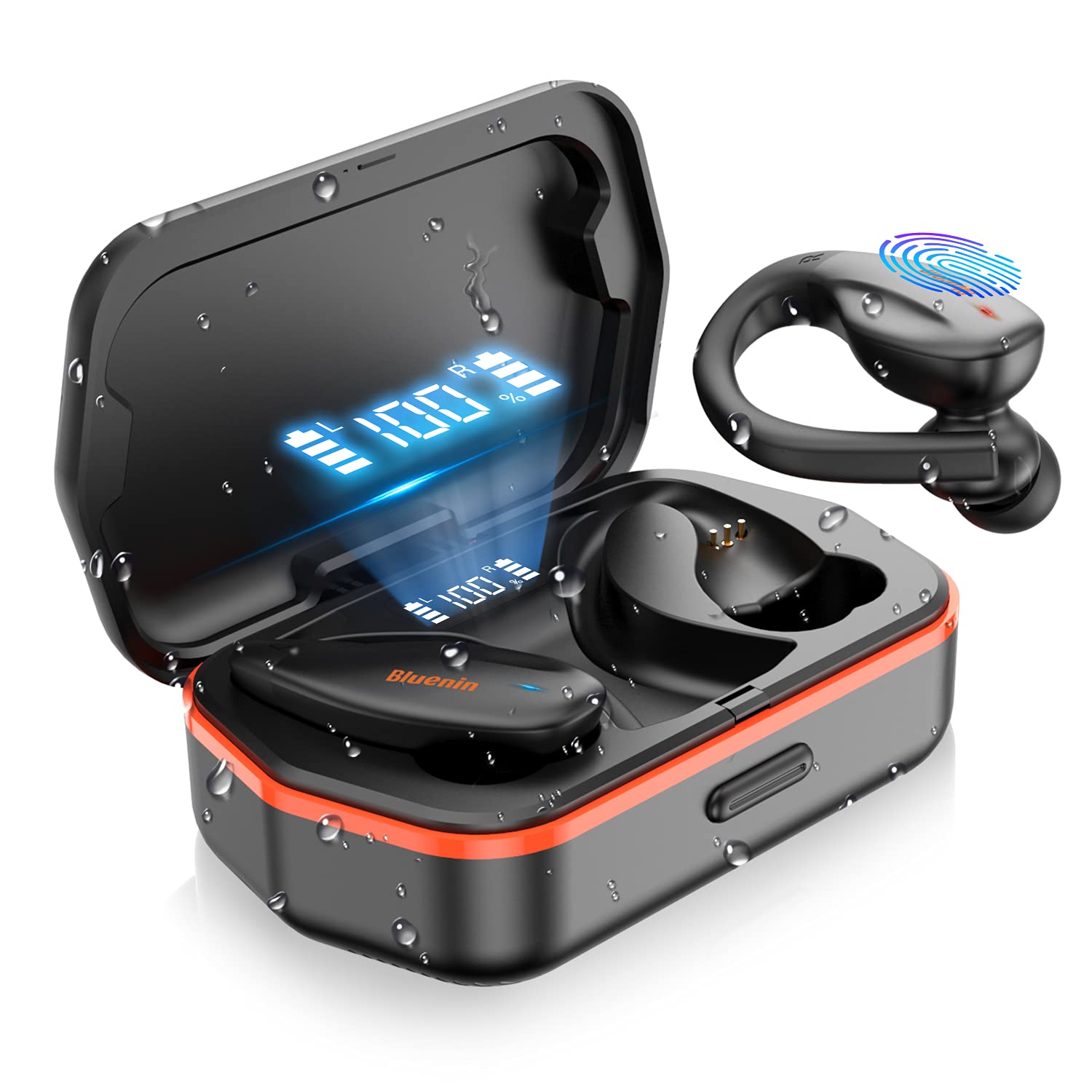 T30 True Wireless Earbuds ，Bluetooth 5.0 Headphones Touch Control with 2500mAh LED Display Charging Case，CVC 8.0 Noise Cancelling Stereo Earphones Sport Headset with Mic