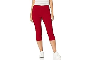 Relaxed Fit Casual Red Capri Pants for Women