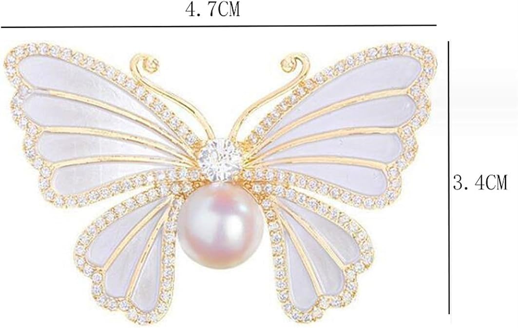 Colorful Rhinestone Butterfly Brooch Pin Dainty Glitter Crystal Pearl Bead Lapel Pins Brooches Sparkly Corsages Clothes Dress Party Decoration Jewelry for Women