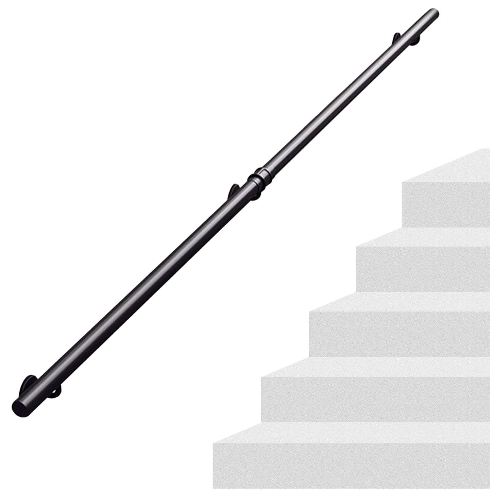 Rampe d'escalier en fer forgé noir de 420cm avec kit de fixation