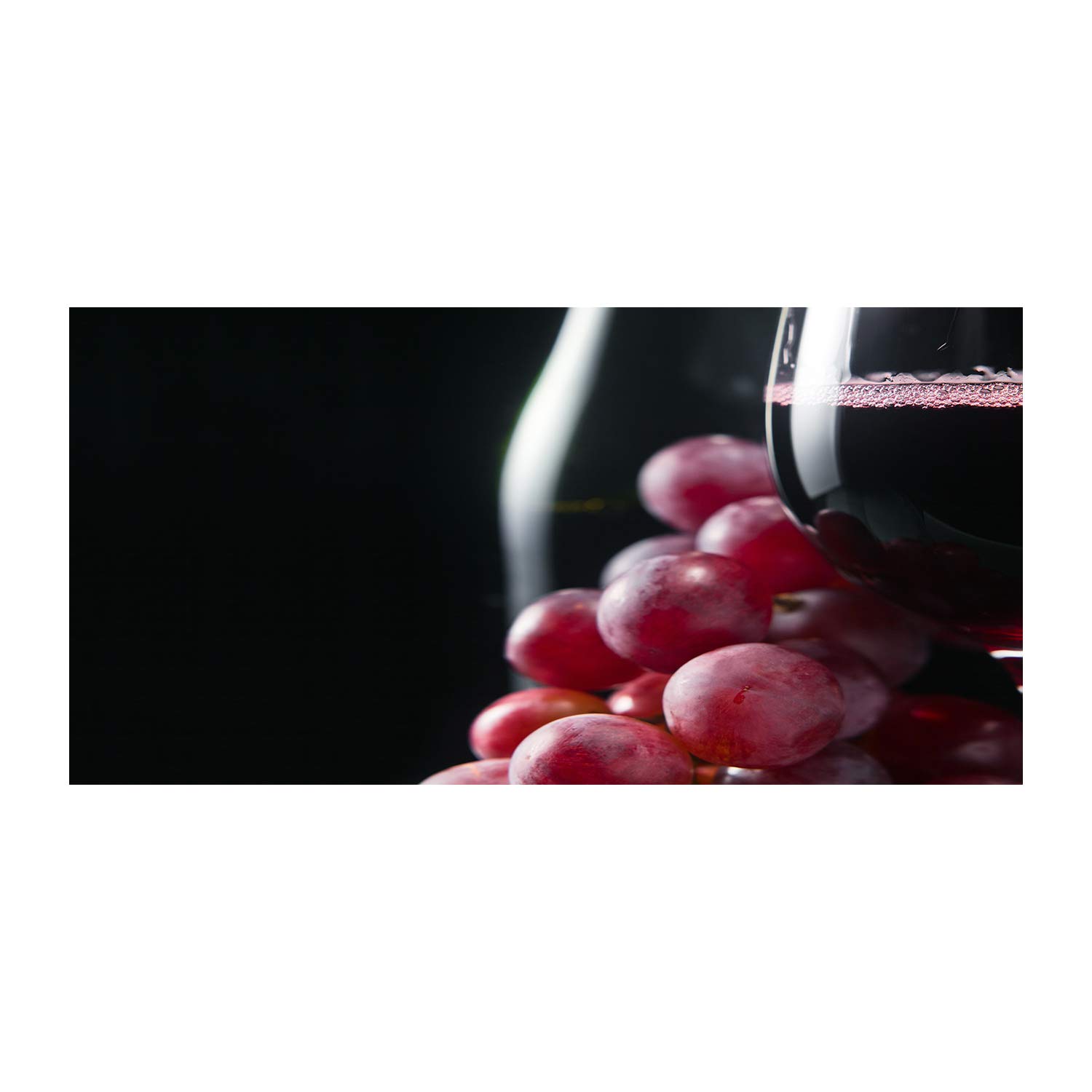 Tableau en verre 120x60 cm pour cuisine et salon décor raisins et vin rouge