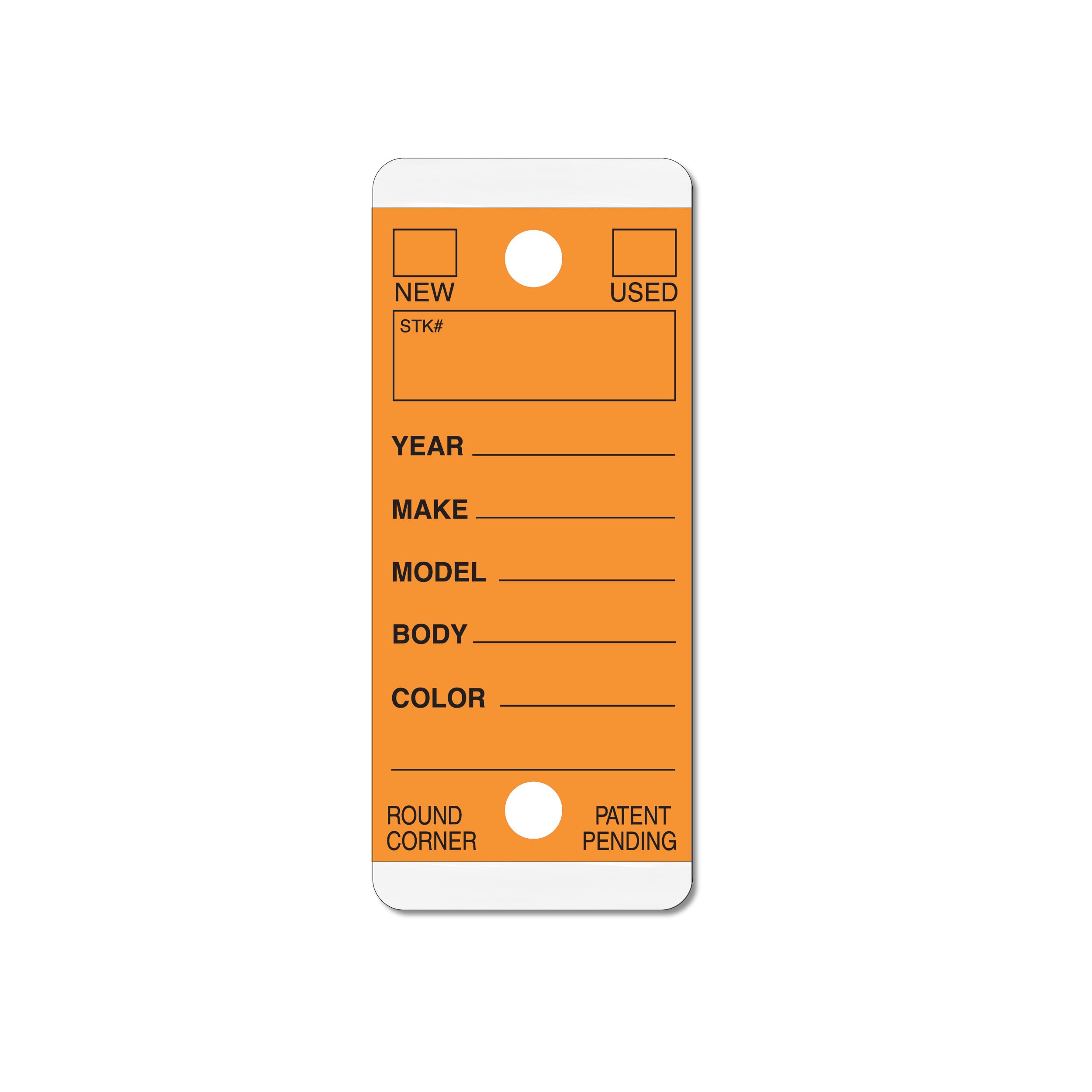 Round Corner Self Laminating Key Tags, 1 1/4" x 3", Waterproof, Fade-Resistant, 250-Pack in 11 Colors with Rings (Orange)