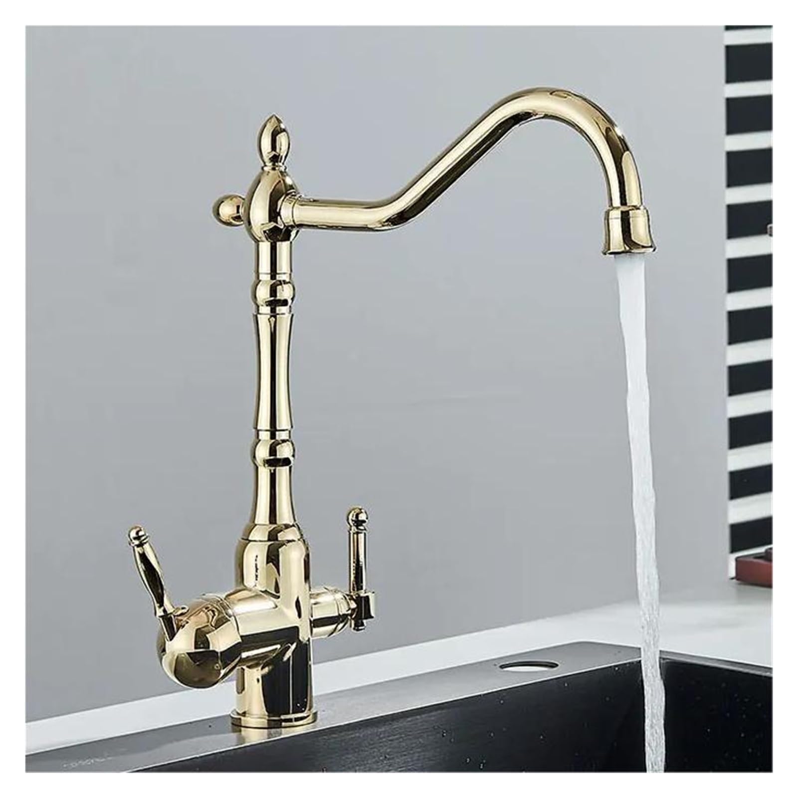 Robinet de cuisine purificateur mitigeur laiton antique évier comptoir