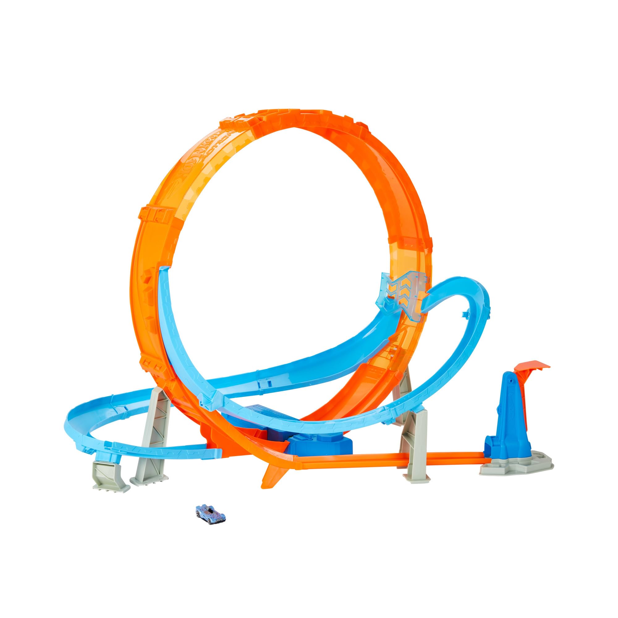 Hot Wheels HCB00 - Riesen Looping Crash Trackset mit ca. 70 cm breitem Looping und 1 Fahrzeug, Spielzeug Autorennbahn ab 5 Jahren