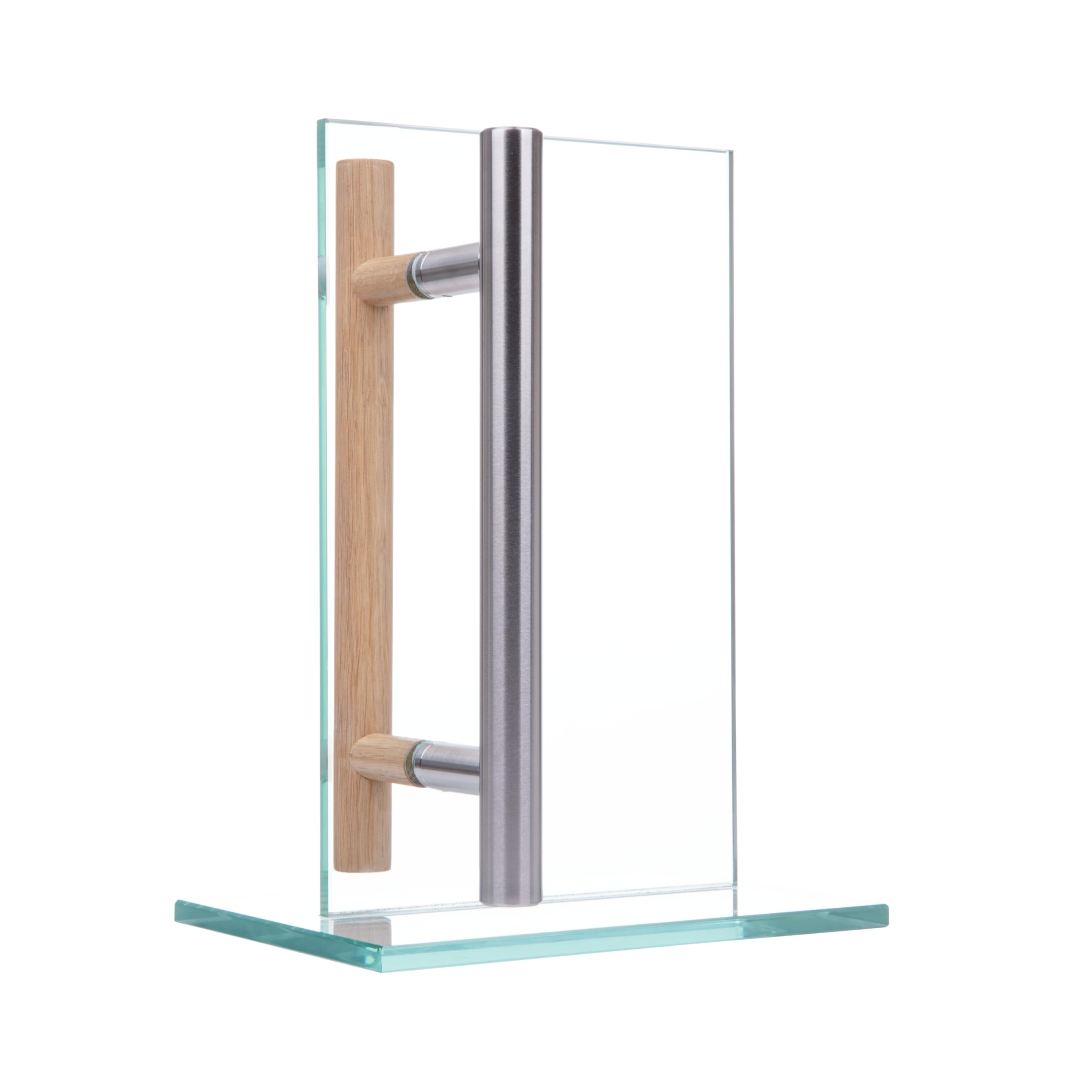 MLS Tirador para Puerta de Sauna y Spa, Acero Inox. y Madera, 250 mm | Par de Manillas para Puertas Interiores de Cristal y Madera, Agradable al Tacto, 150 mm entre Orificios