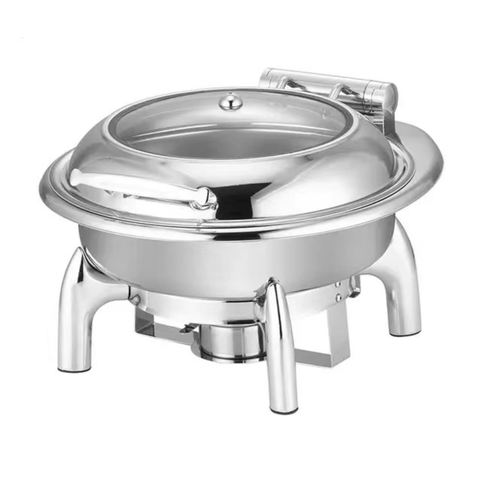 Qianly Scaldavivande con Coperchio in Vetro Professionale Scaldavivande in Acciaio Inox da Tavolo Chafing Dish per Ristoratori, Rettangolare, Con Telaio Di Lusso Display Digitale, Doppio Scomparto