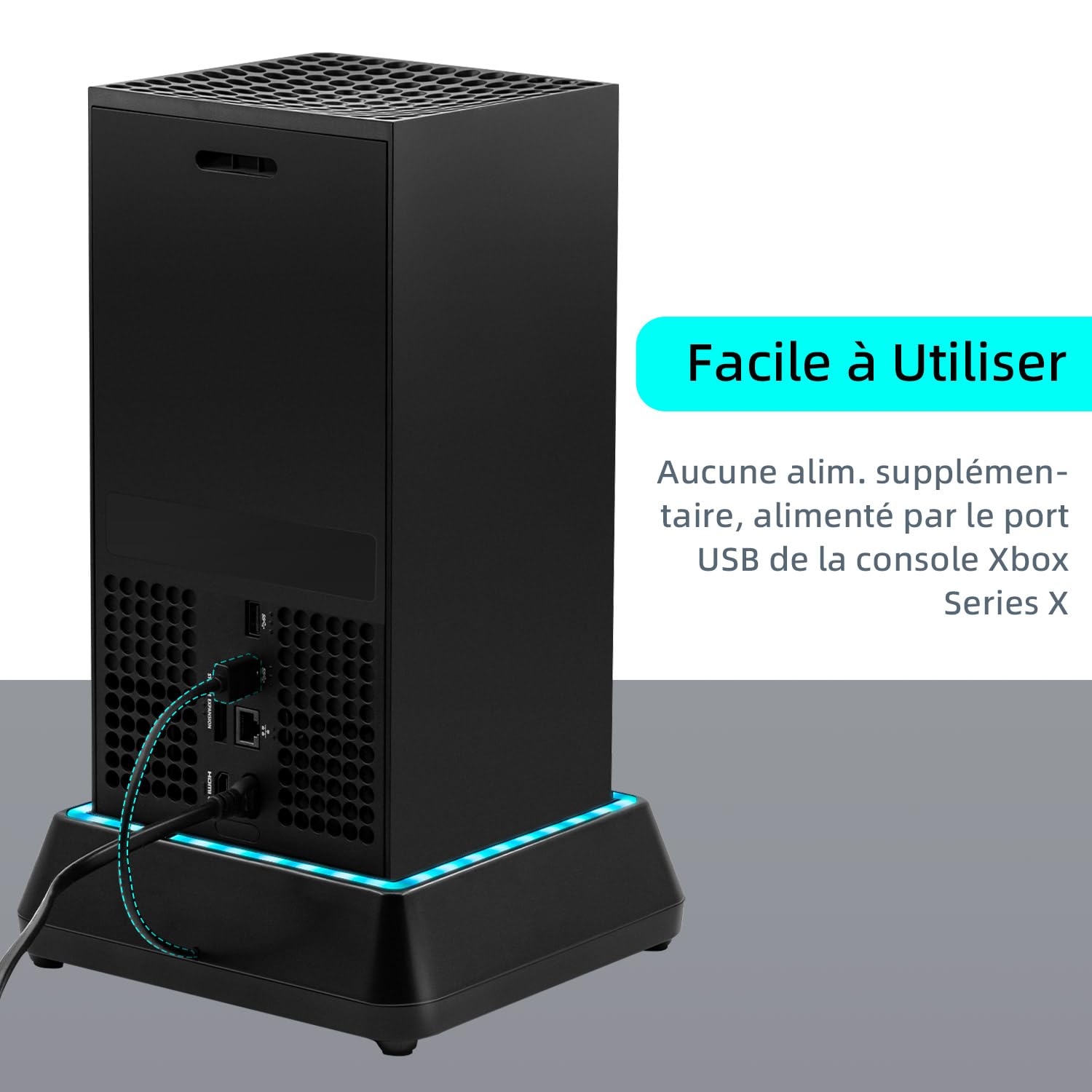 Mcbazel Xbox Series X Support de Refroidissement avec Lumière RVB/Fonction de Refroidissement Réglable/Indicateur LED/Ports USB 3.0/USB 2.0 pour Xbox Série X