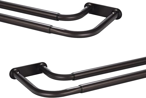 Magalée Paquete de 2 barras de cortina dobles para ventanas de 36 a 72 pulgadas, barras de cortina dobles envolventes de bronce para cortinas opacas