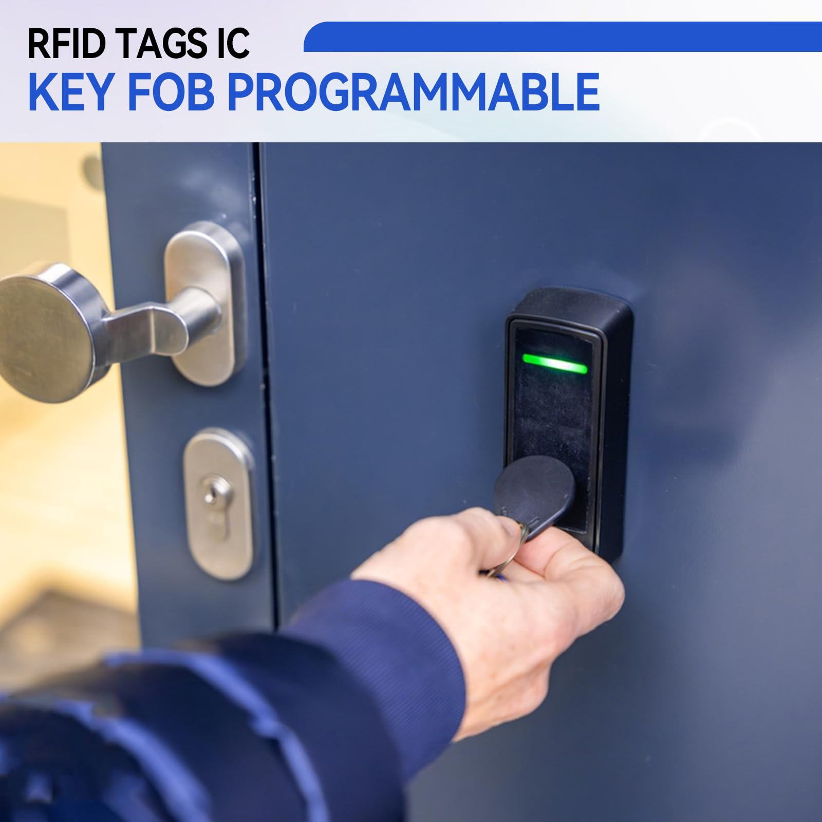 Tarjetas RFID 13.56 MHz ISO14443A, Llaveros no clonables, Control de Acceso Oficina (Negro, 50)