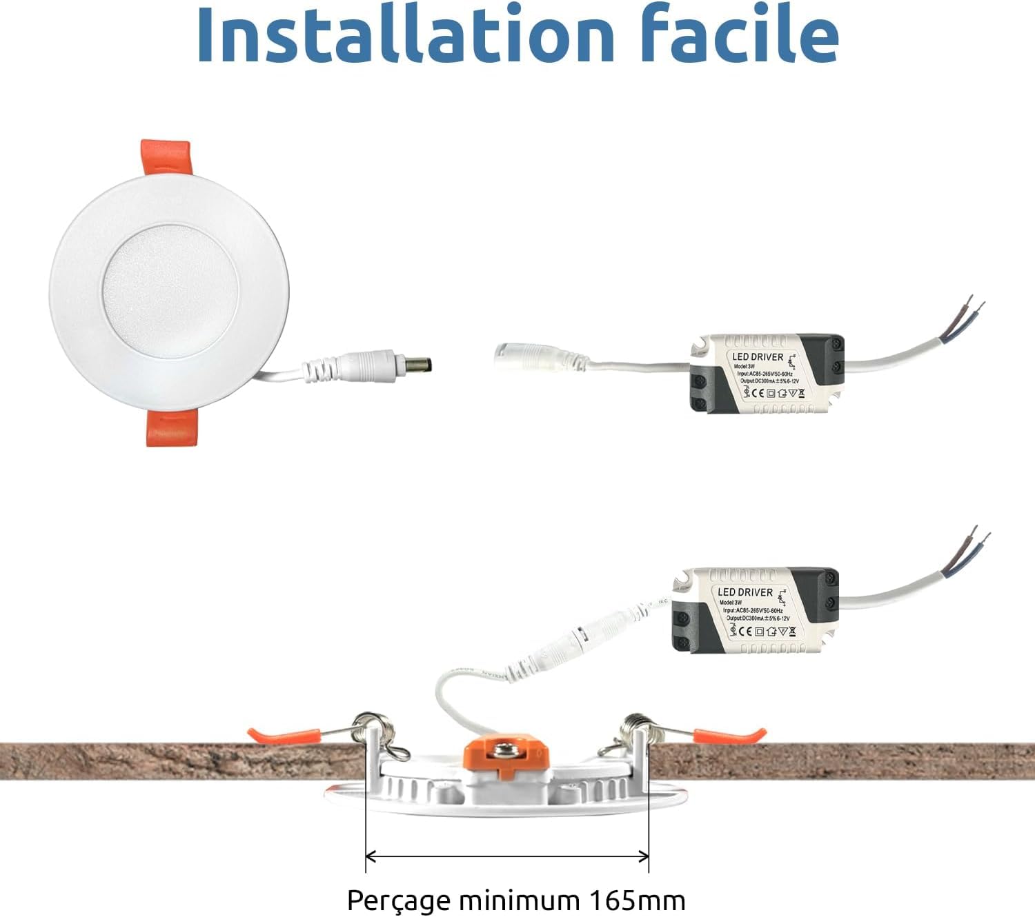 Europalamp - Spot Encastrable LED 15W Rond Extra-Plat Blanc (4000K - Blanc neutre, 10)
