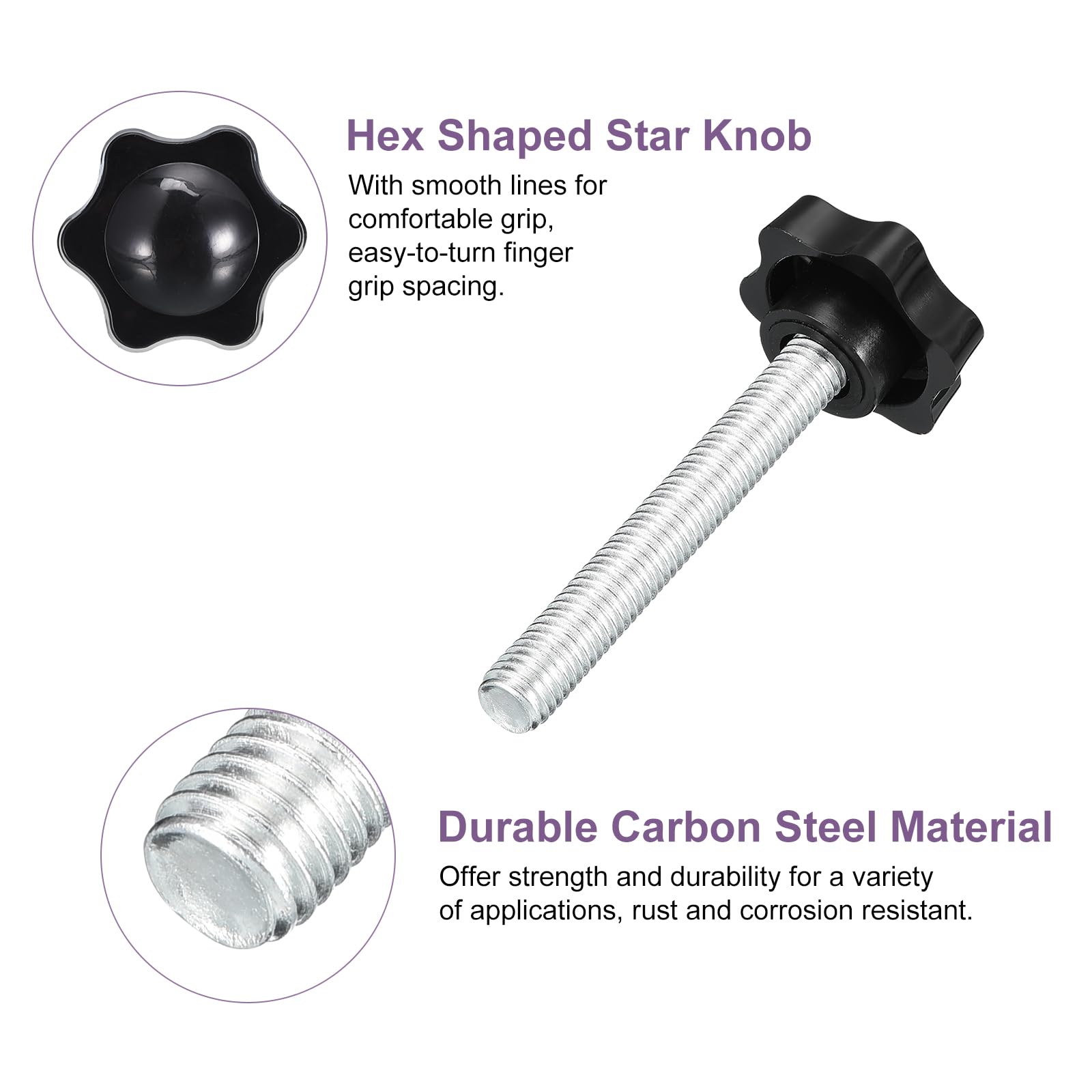 LDEXIN M8 X 20mm Star Head Clamping Knobs - 10 Pack Black Thumb Screws - View #6