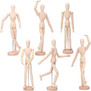 Geytetqi 6 Pack 12 Inch Posable Art Figure Model, Wooden Mannequin, Natural Flexible Drawing Mannequin for Artists, Art Mannequin for Sketching, Painting & Posable Figure Design