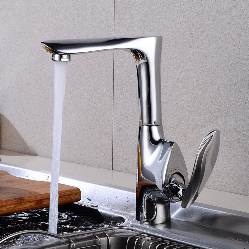 Robinet d'évier de cuisine mitigeur blanc et chrome eau chaude et froide à 360°