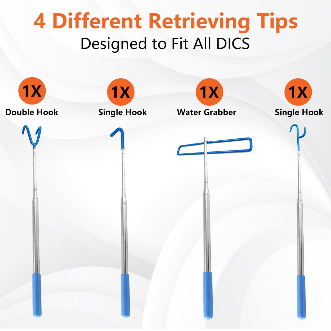 DF 4-in-1 Disc Golf Retriever Pole - 16-ft Telescopic Stainless Steel, Disc Golf Disc Retriever with Hooks Suction-Cup Carry Bag - Disc Golf Accessories for Water Trees Bushes. image 5
