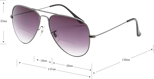 Miniatura 6 de LianSan Gafas de sol de lectura para exteriores, lentes bifocales de metal marrón y gris degradado para hombres y mujeres, lentes grises con montura