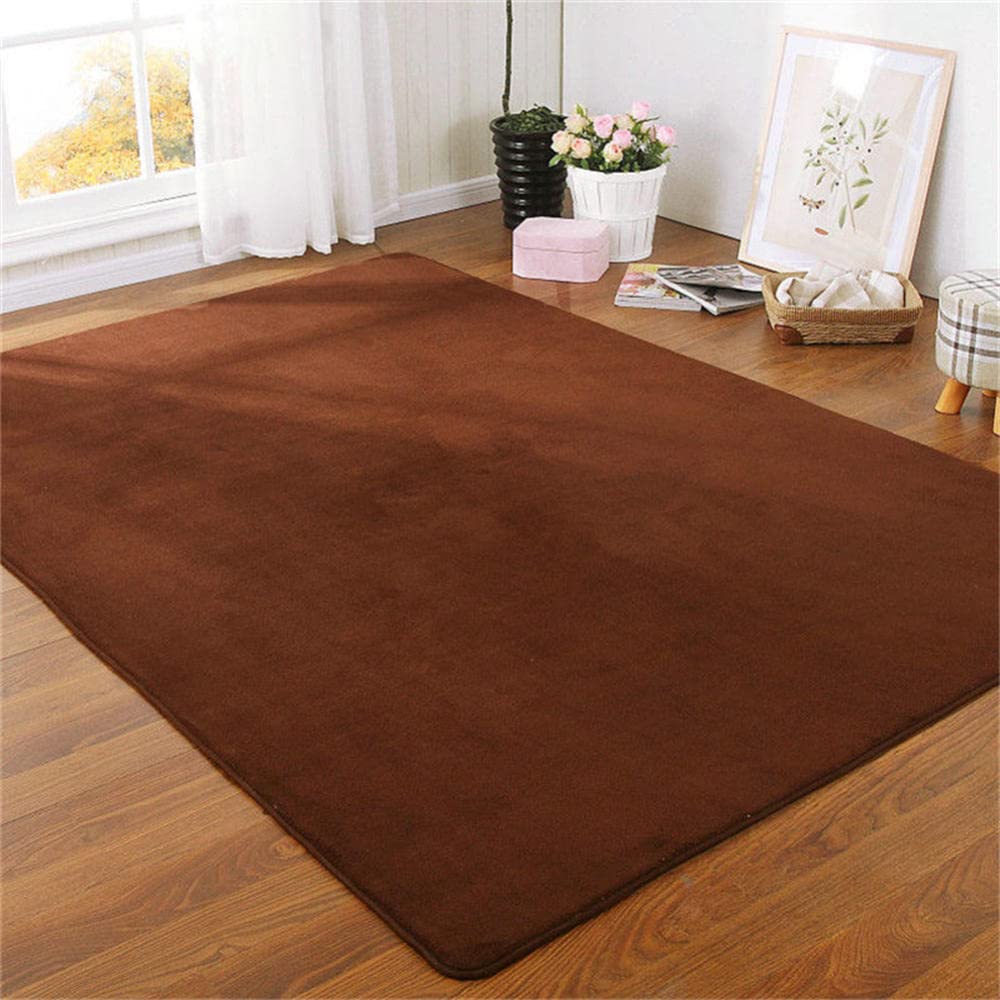 Tapis salon moderne marron super doux et antidérapant LUNEZY
