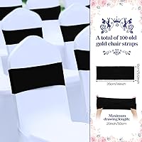 Vista 2 de CHENGU 100 piezas Cintas elásticas de elastano para sillas, lazos simples, bandas para sillas de boda real sin hebilla, decoraciones de cumpleaños