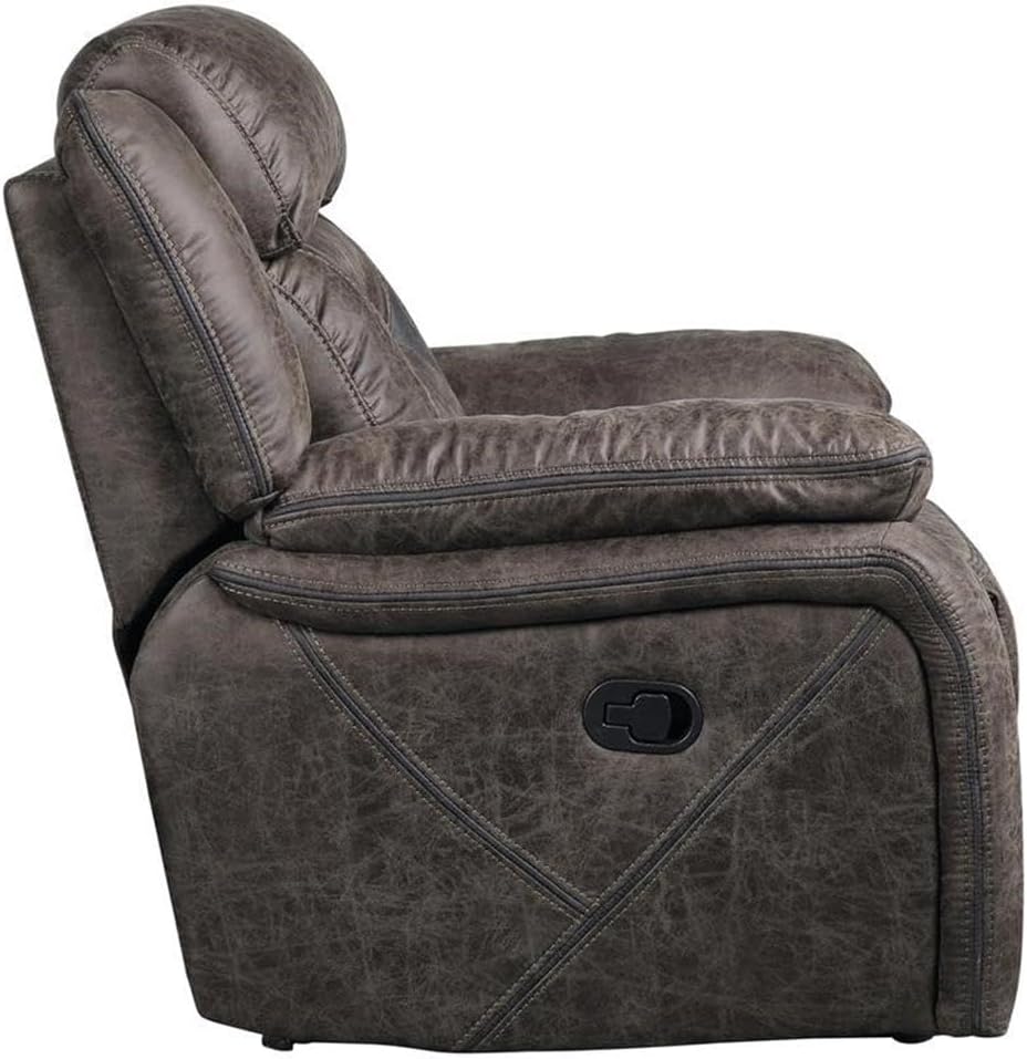 Pemberly Row Traditional Microfiber Glider Reclining Chair in Dark Brown