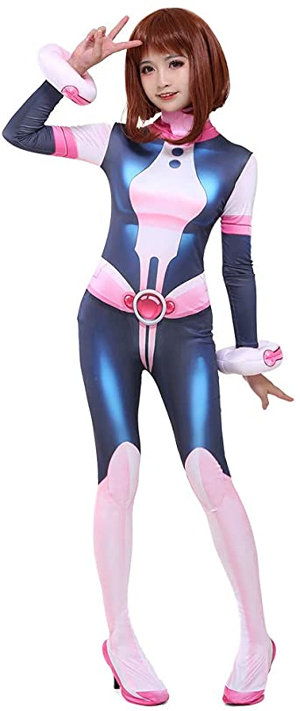 Aadesso Anime Ochaco Uraraka Cosplay Brown Wigs Short for My Hero Academia Cosplay Halloween Wigs