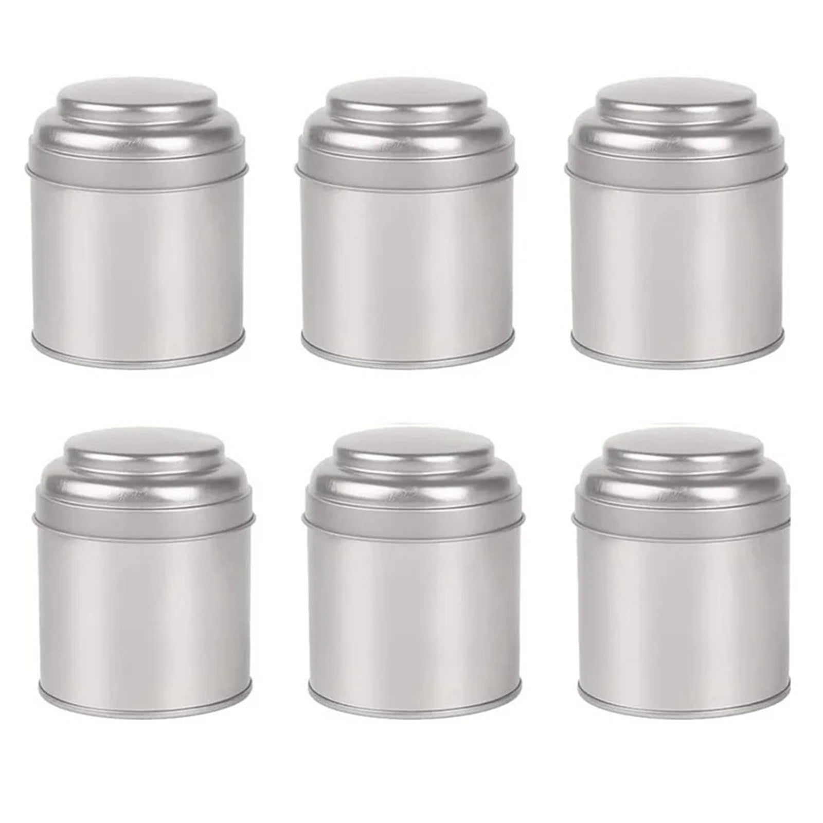 UBOHUZ 6Pcs Tea Tins Canister With Airtight Double Lids,Mini Tin Can Box And Small Round Kitchen Canisters for Tea, Coffee