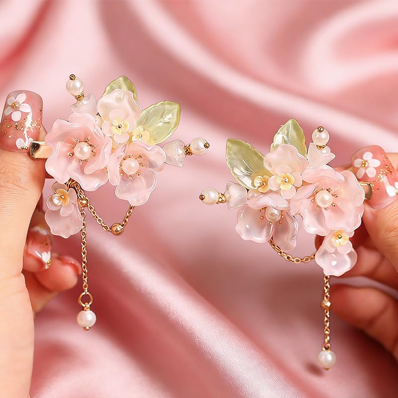 Hanfu Hair Accessories, Pink Chinese Hair Clips For Women,1 Pair image 5