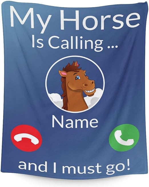 Mercuryelf Custom Horse Blanket Gift - 60x80 Inches Funny Throw Blankets for Women, Men - Blue Soft, Fuzzy & Warm Throws for Bed, Couch