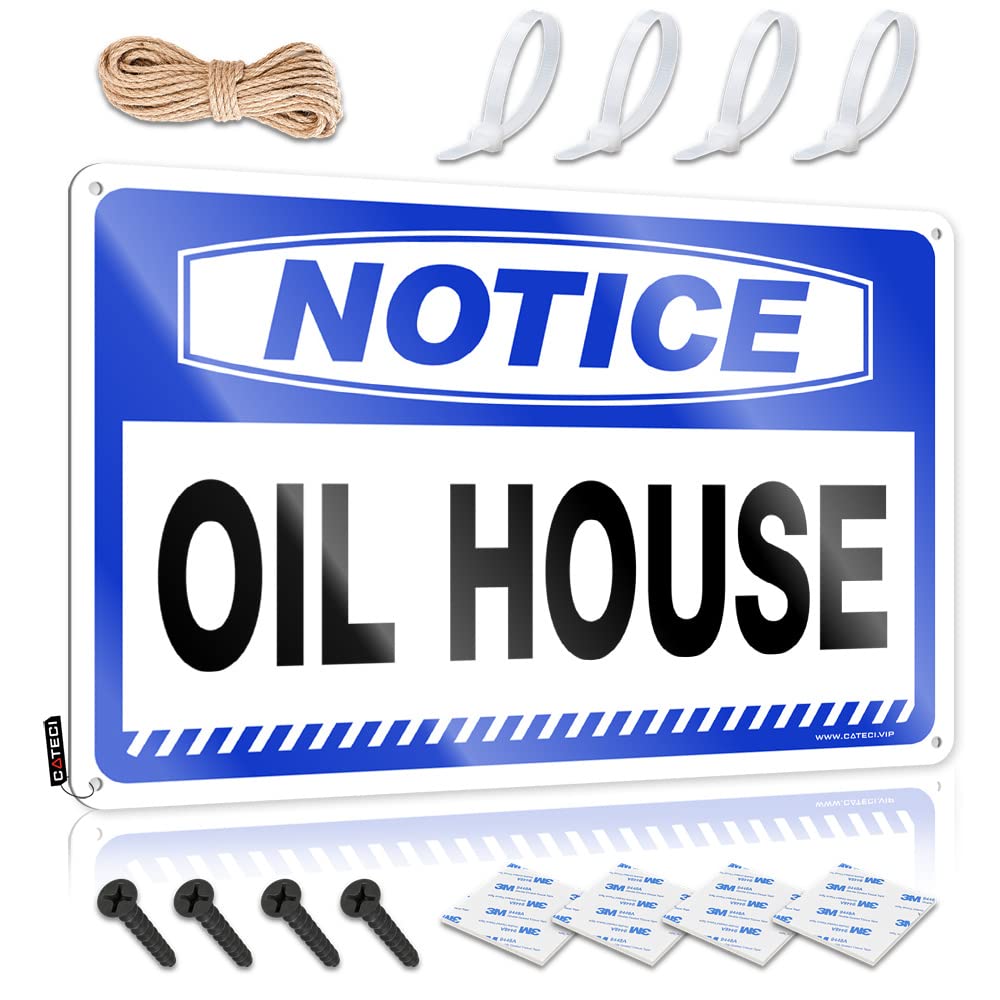 STWNVOITV Funny Camping Signs Notice Oil House Tin Sign Man Cave Sign Metal Sign Tin Signs For Man Cave(30X40CM)