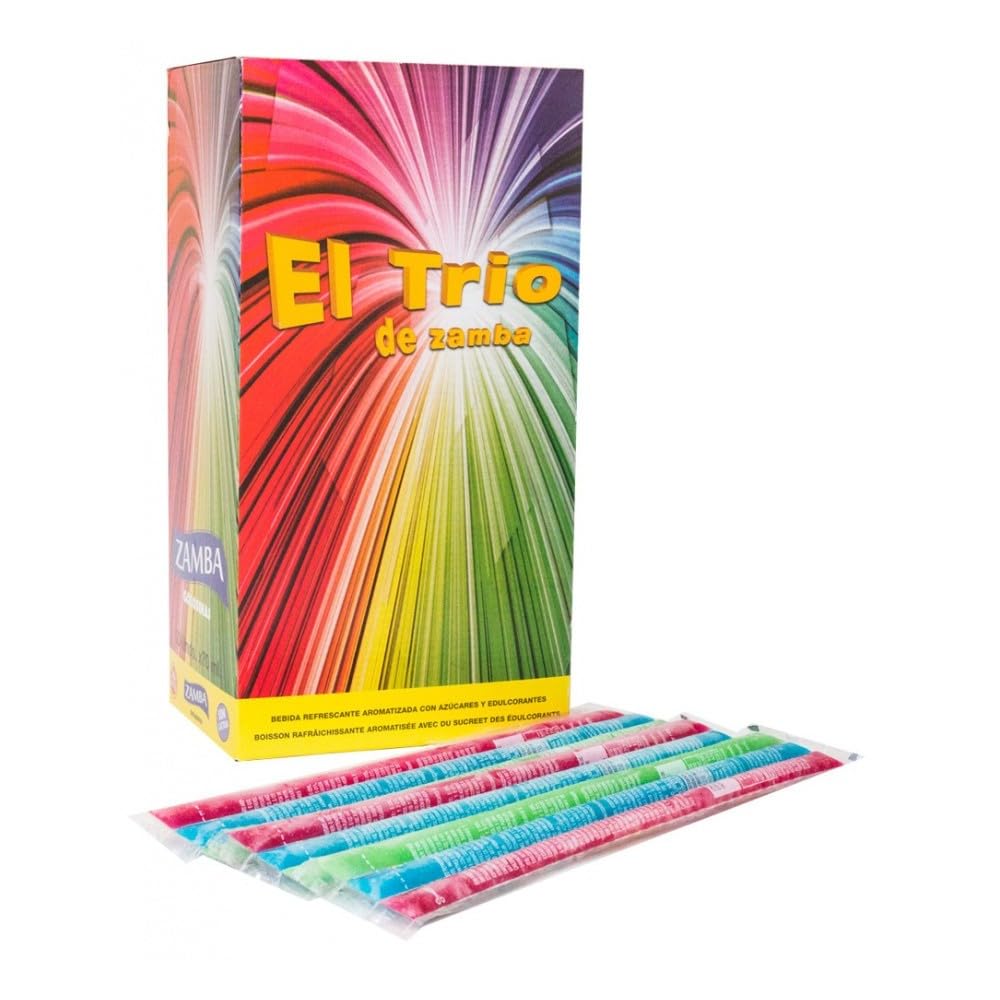 Polos Flash Zamba Trio 55 Unidades – Bebida para Congelar Infantil con 3 Sabores (Fresa, Lima y Tropical), Formato Familiar Refrescante para Verano, Sin Gluten y Sin Lactosa